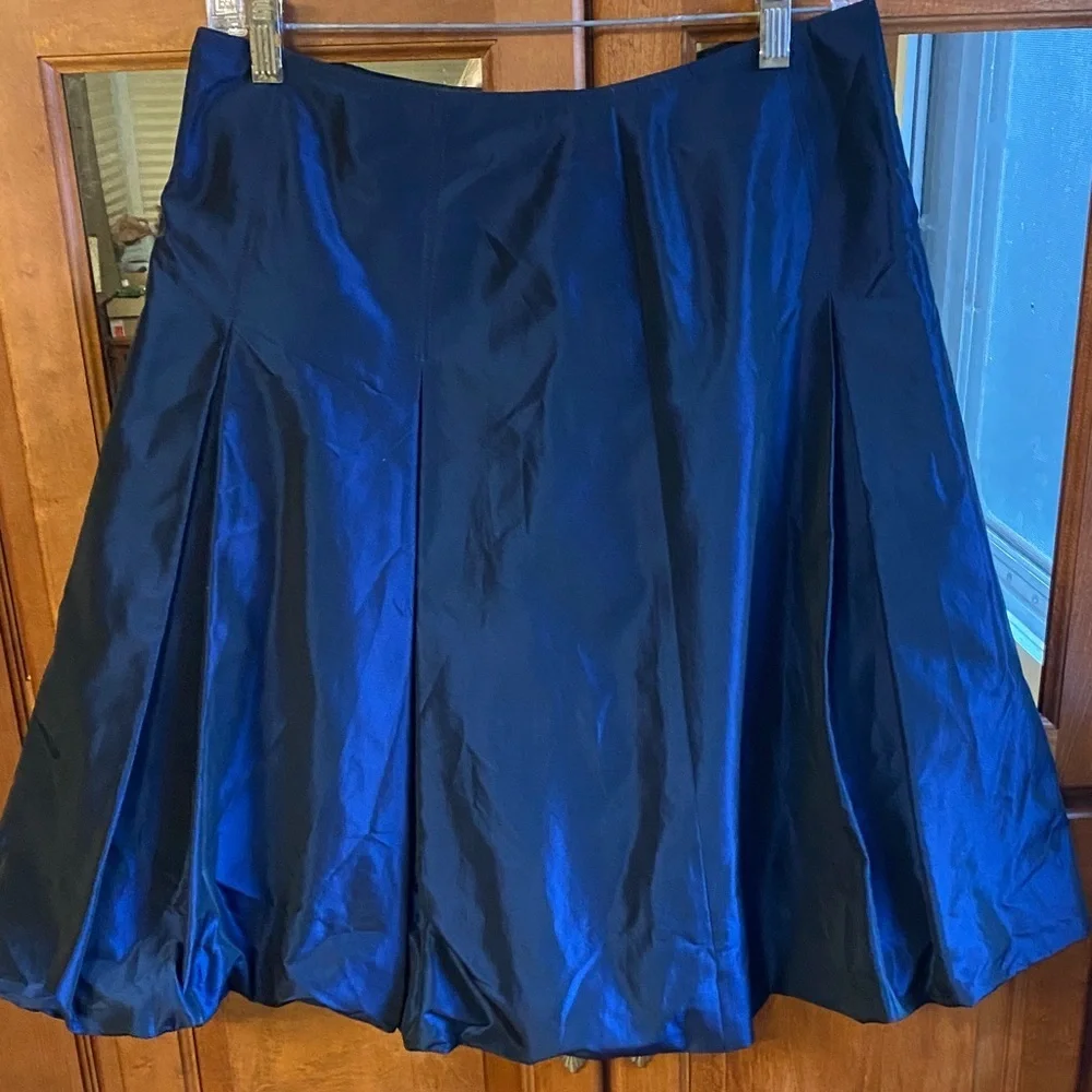 Talbots Satin A-Line Bubble Skirt in Deep Blue